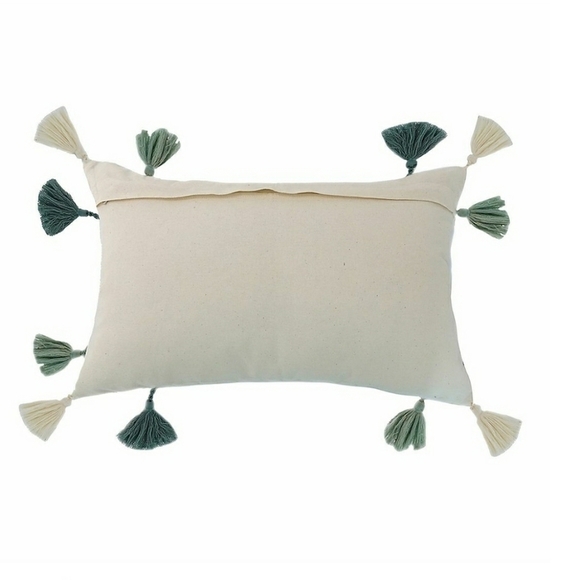 #2NWT Sonoma Ultimate Feather fill throw pillow embroidered with Tassels 14 x 22 - Picture 2 of 4